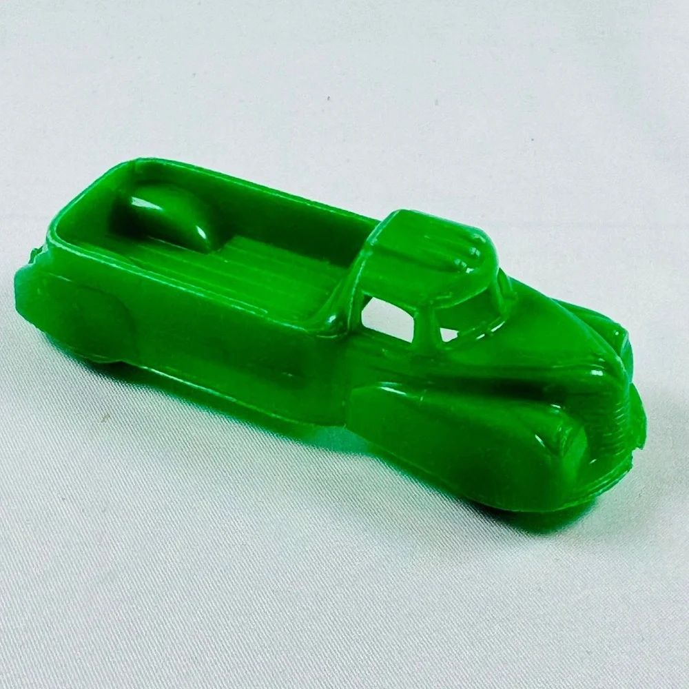 Vintage Ideal Red & Thomas Green T-140 Hard Plastic Toy Pickup Trucks USA Pair